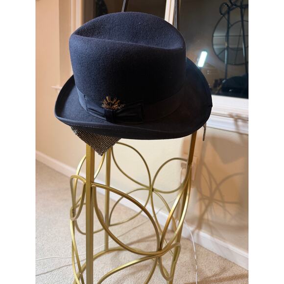 Stacy Adams Classic Men’s Wool Felt Fedora – Navy Blue (XL) - Picture 9 of 9